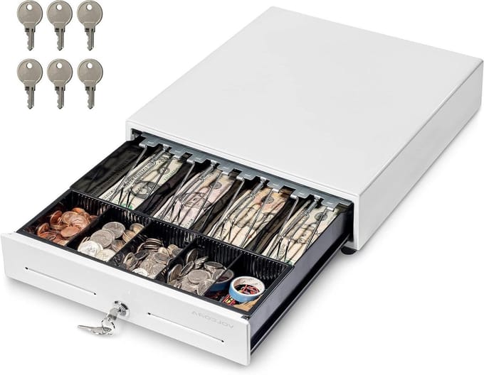 Kassalade - Geldlade - Winkel - Verwijderbare muntlade - 13 inch - Wit