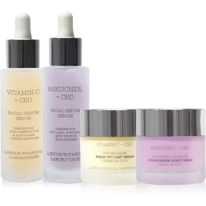 Bakuchiol Serum+ Vitamine C Serum+Vitamine C dagcrème+ Bakuchiol Nachtcrème