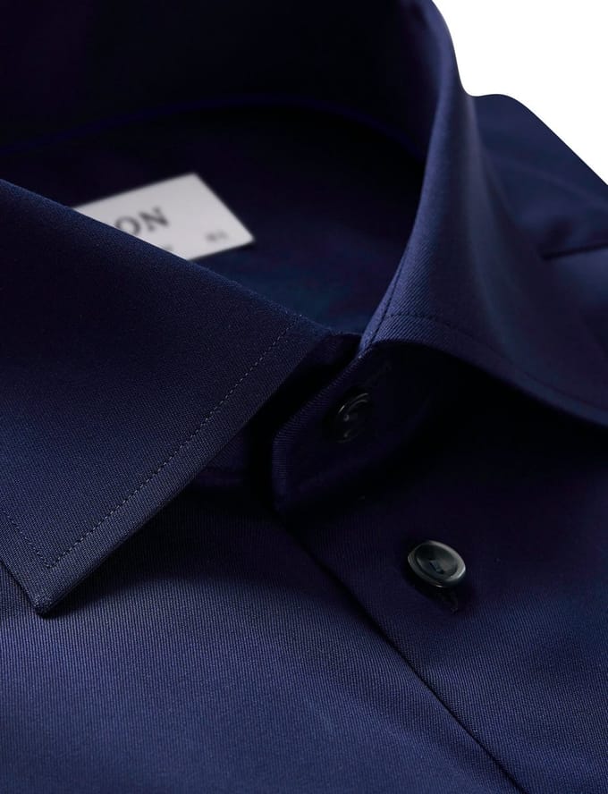 Eton overhemd navy effen Contemporary