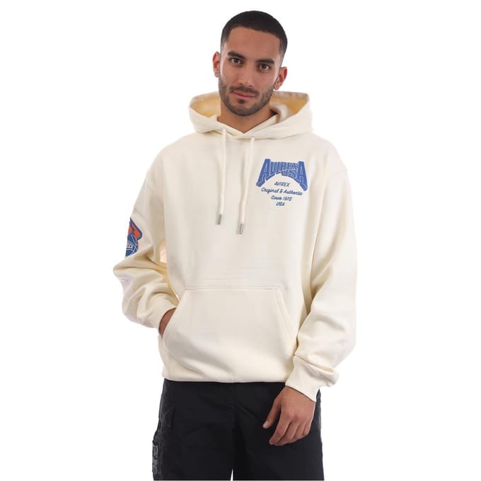 Avirex Heren-hoodie met relaxte pasvorm van Oakland (Ecru)