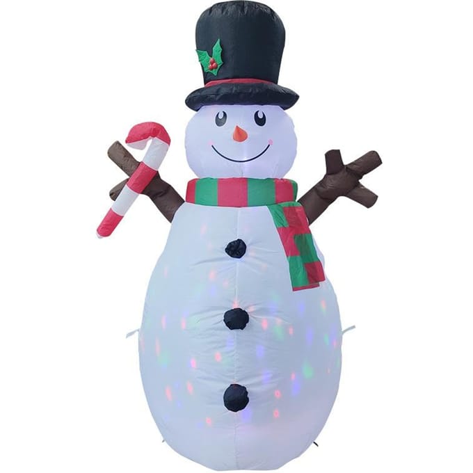 Kerst Opblaasbare Buitendecoraties Tak Sneeuwpop 5,2 FT Ingebouwde Roterende Meerkleurige UK Plug white