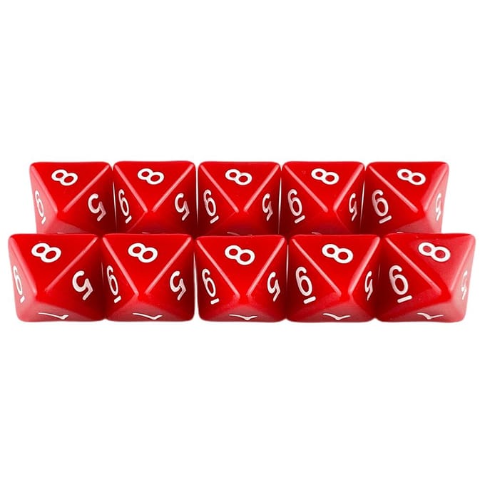D8 Meerkantige Dobbelstenen 155 Mm Digitale Dobbelspel Kit 8-zijdig 10 Stuks voor Bordspellen rood