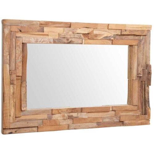 vidaXL - Decoratieve - spiegel - rechthoekig - 90x60 - cm - teakhout