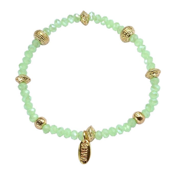 Behave - Elastische armband met groene kralen - zomerse look - 17 cm