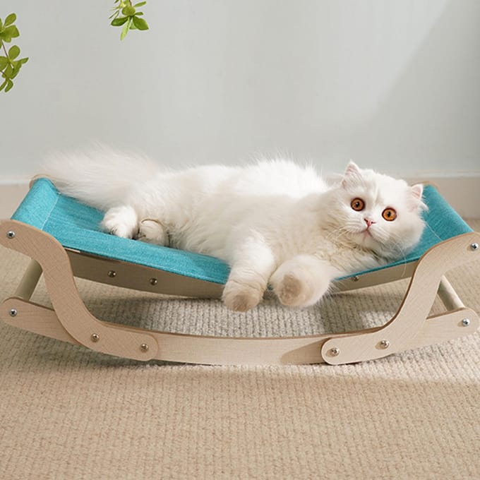 Katten Schommelstoel 4 Seizoenen Universeel Minimalistisch Grenen Katten Hangmat Bed voor Huisdierbenodigdheden blue
