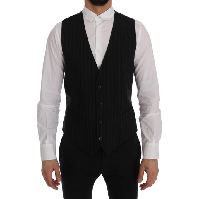Zwarte Pinstripe Vest Formele Stijl