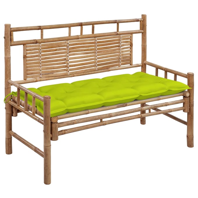 vidaXL - Tuinbank - met - kussen - 120 - cm - bamboe