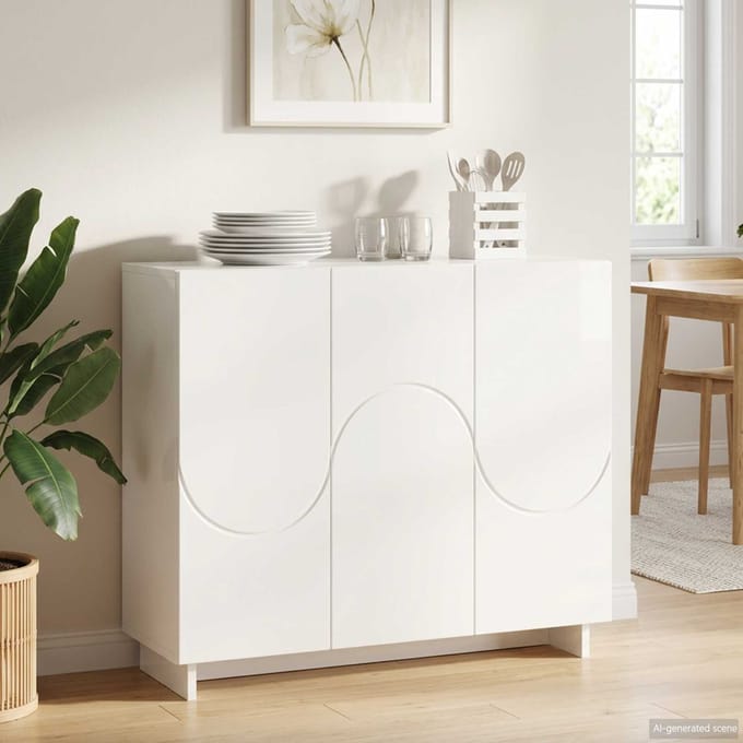 vidaXL - Dressoir - Hoogglans - Wit - 85,5 - x - 31 - x - 75 - cm - Bewerkt - hout