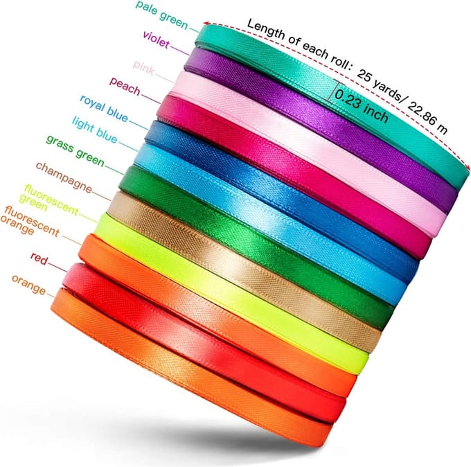 MONTKIARA Satin and Silk Ribbon, Wedding, Decorative Gift, Roll, Packaging and Gift Wrapping, 228 m