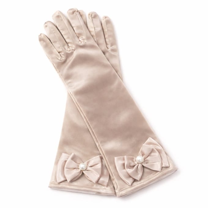 Prinses Anna - Handschoenen met strik - Gebroken wit - Prinsessenjurk Accessoires
