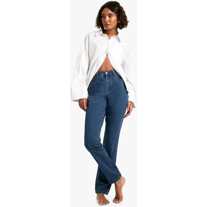 boohoo Dames Tall Basics Hoge Taille Mom Jeans | Mid Blue | Maat: 8/36L