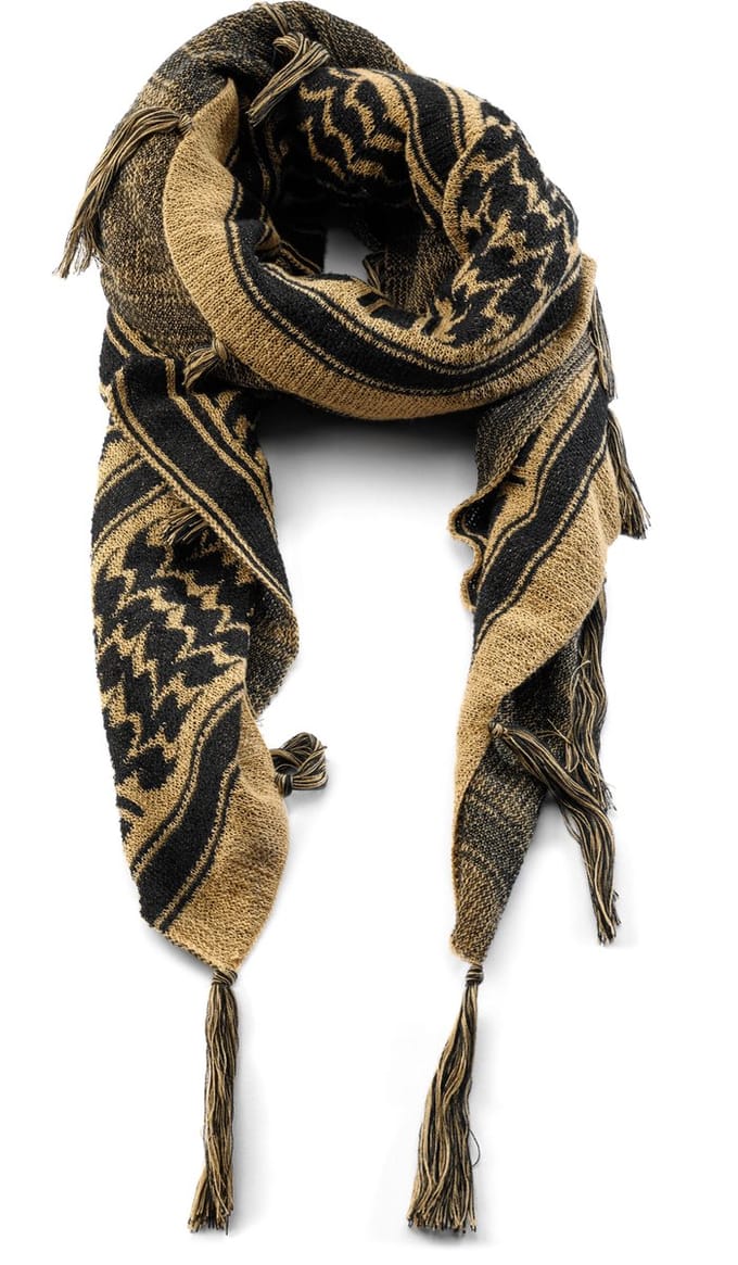 Zandkleurige en Zwart Geruite Bandana Sjaal