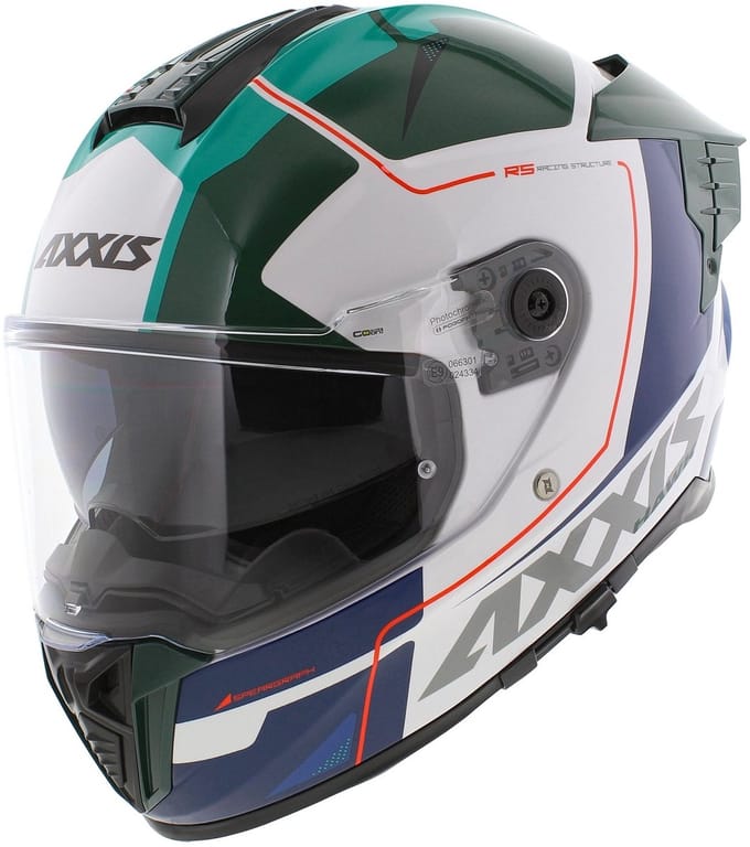 Axxis Hawk SV Evo Integraal helm Spear A6 glans groen wit blauw