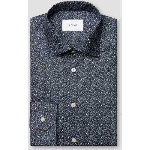 Eton Overhemd Signature Twill Allover Mini Floral Pattern Navy / male