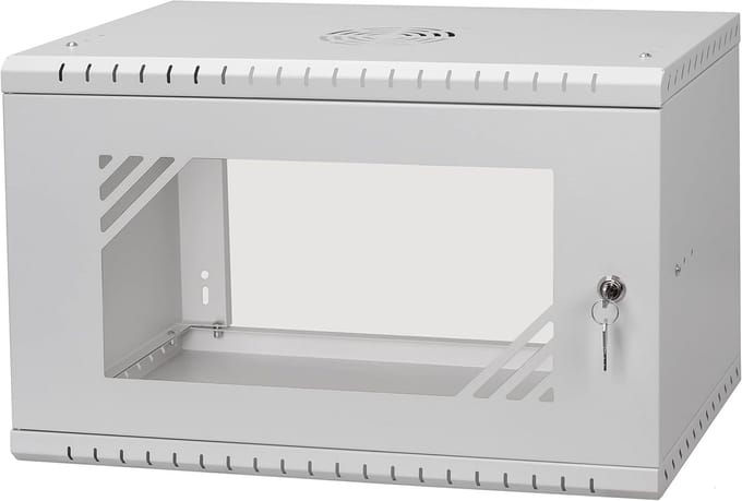 Rackkast - Serverkast Netwerkkast - IT Netwerk Opslag - Glazen Deur - 19 Inch 9U - Grijs