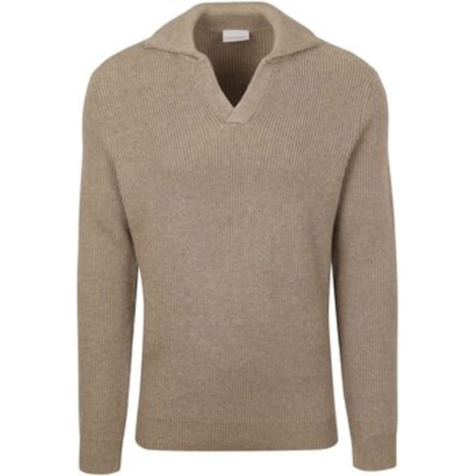 Suitable Trui Riva Knit Taupe - Maat XXL - Heren - Pullover