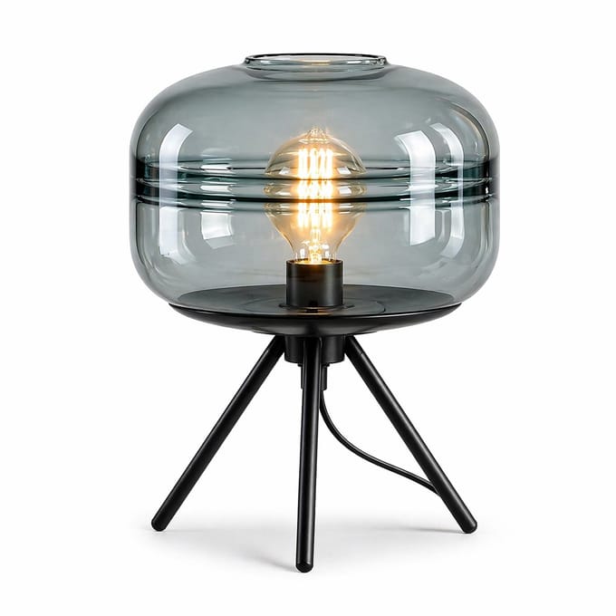 Bamled Tafellamp Glas - Blauw - 30 cm - E27 - Bureau- en Nachtlamp
