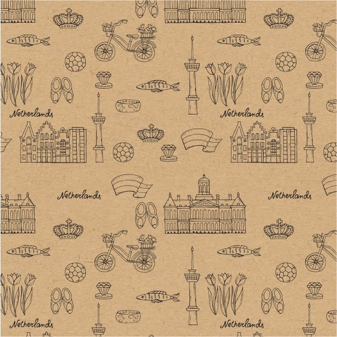 Duurzaam Inpakpapier - Kraft - Holland - Thema - 100 meter x 50cm