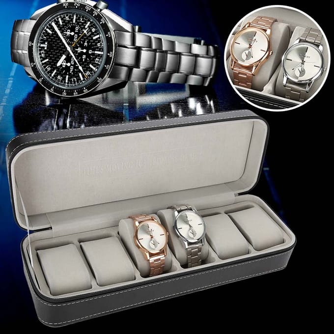 Horlogedoos met 6 vakken Sieraden Display Opbergorganizer Polshorloge Geschenkdoos Etui white