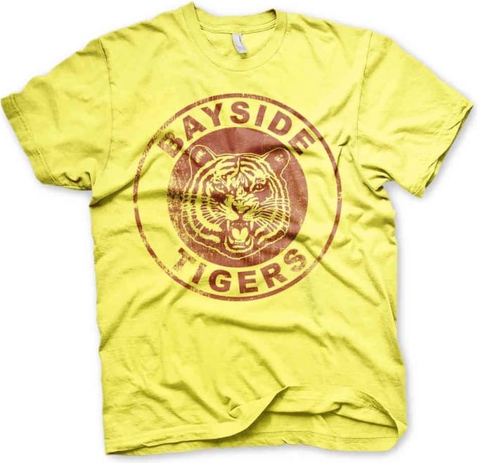 Saved By The Bell Heren Tshirt -2XL- Bayside Tigers Washed Logo Geel