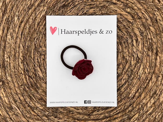 Elastiek - per stuk - hippe kleuren - met bloem - meisjes - blossem - rood