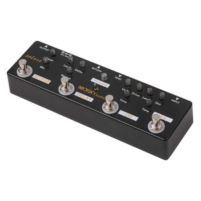 MOSKY Audio SOL918 5-in-1 multi-effectpedaal Gecombineerd effectgitaarpedaal True Bypass Multi-in-één zwart