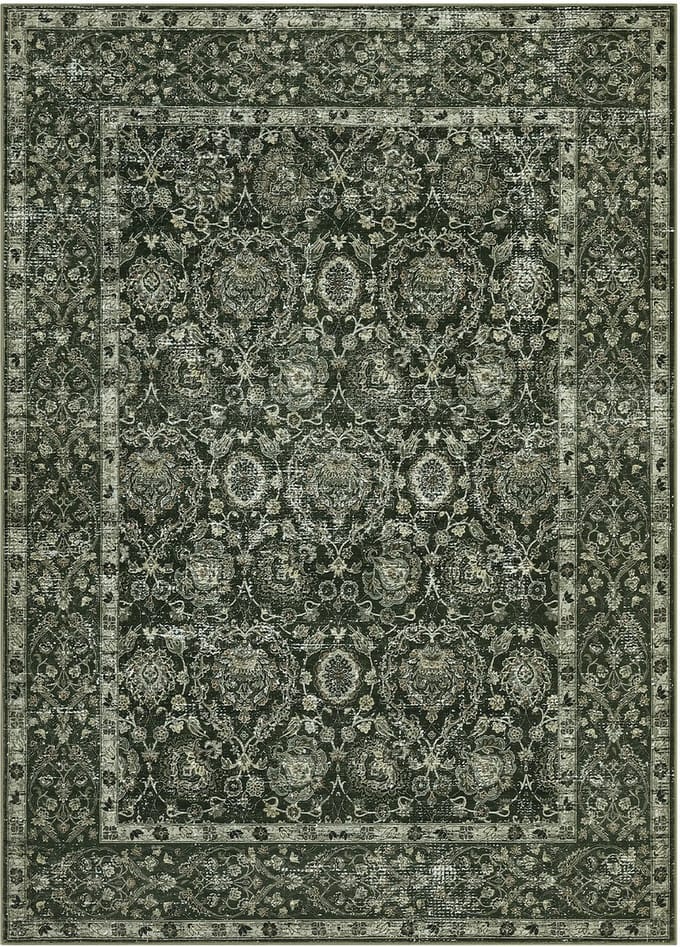 Woonkamerkleed - 160x230cm - Groot wasbaar vintage kleed - donkergroen