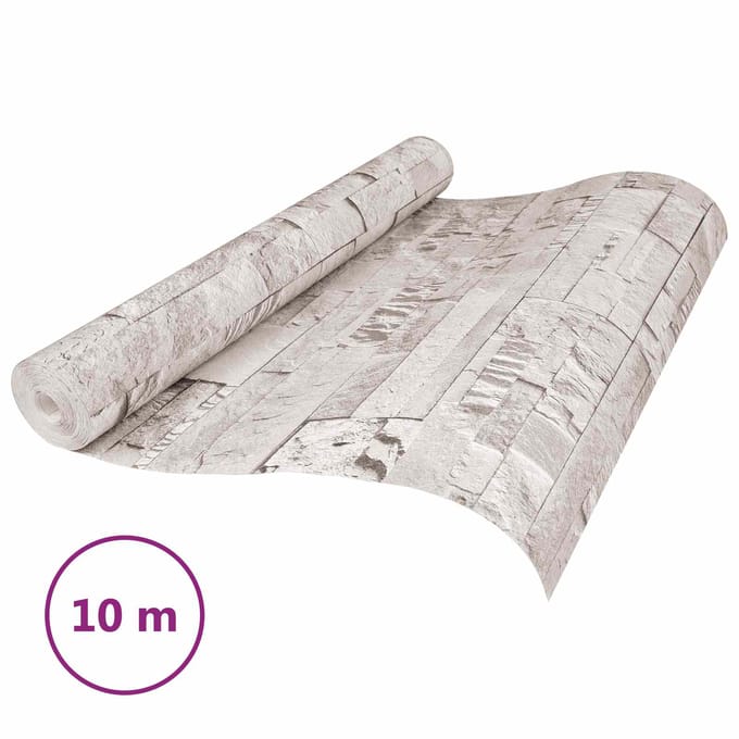 vidaXL - 3D - Steen - Behang - Crèmekleurig - 10 - x - 0,53 - m - Non-Woven - Stof