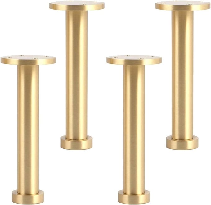 Verstelbare meubelpoten - Set van 4 - Meubels upgraden - Massief messing - 8 cm hoog - Goud