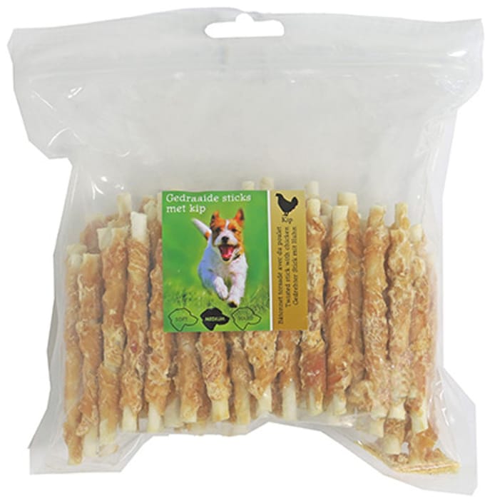Natuurlijke snack sticks gedraaid - kip 12 cm - 100 stuks