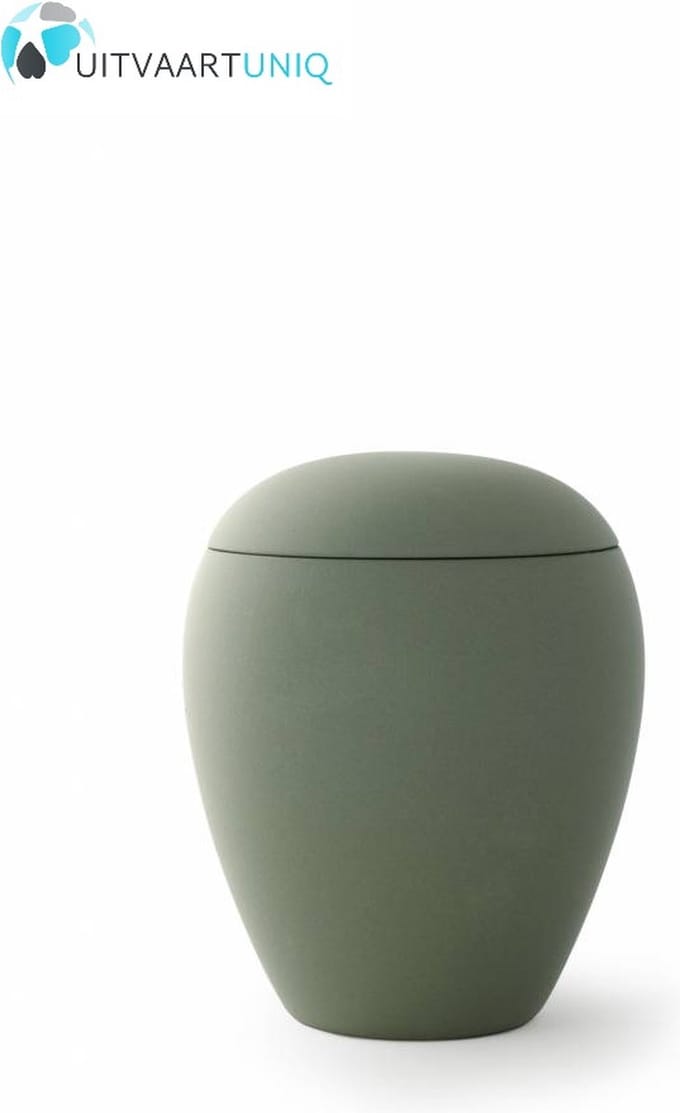 Mini urn olijfgroen - keramiek