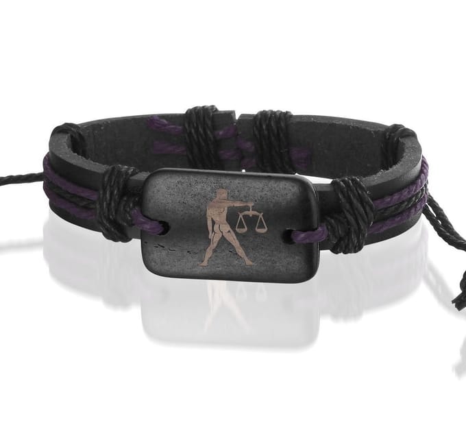 Montebello Armband Weegschaal - Leer - Horoscoop - 12mm - ∅20-23cm