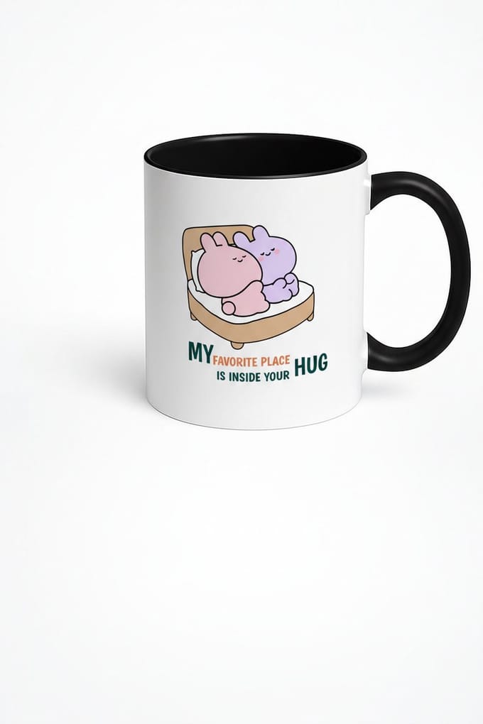 Mijn Favoriete Plek Knuffel Mok - Liefdevolle Konijnen Beker