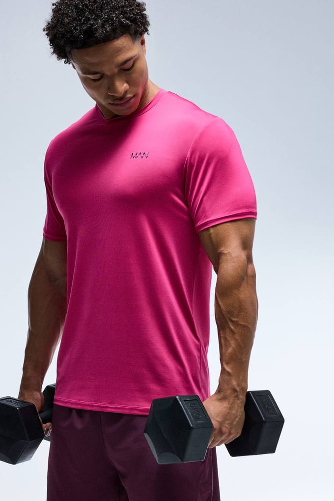 Heren Actief Performance Regular Fit T-shirt | Bright Pink | Size Small