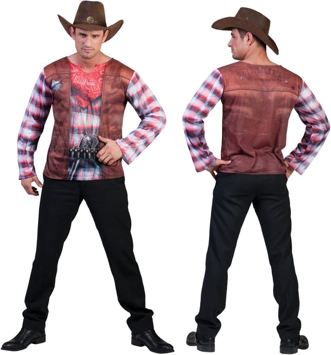 Cowboy shirt 3D volwassenen