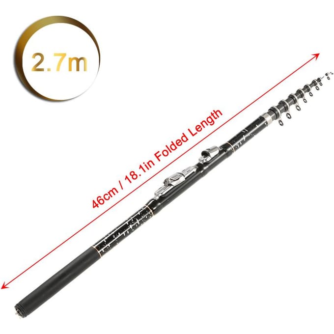 Draagbare telescopische koolstofvezel ultralichte intrekbare vishengel 2.7m gray