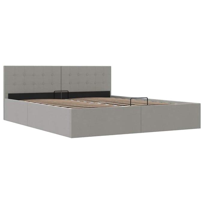 vidaXL - Bedframe - met - hydraulische - opslag - stof - lichtgrijs - 180x200 - cm