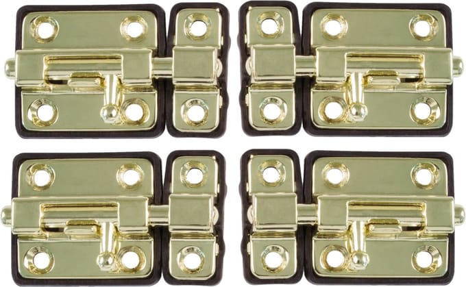 AMIG schuifslot/plaatgrendel - 4x - zamak - 5cm - messing - incl schroeven - deur - raam