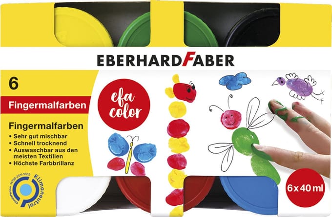 Eberhard Faber vingerverf - voor kinderen - 6 x 40ml - EF-578606
