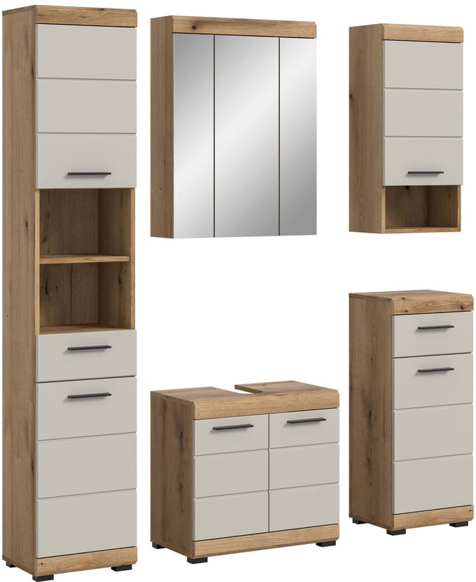 Scout badkamercombinatie kasjmier mat MDF TZ Evoke Oak NB - 34x164x191cm