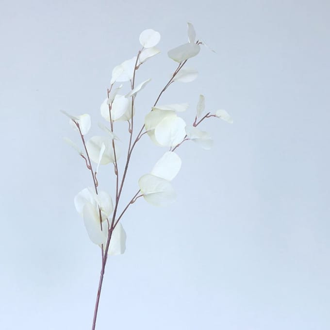 Eucalyptus tak - groot - wit - zijden bloemen - 3 stelen - onderhoudsvrij - 87 cm - kunstbloemen