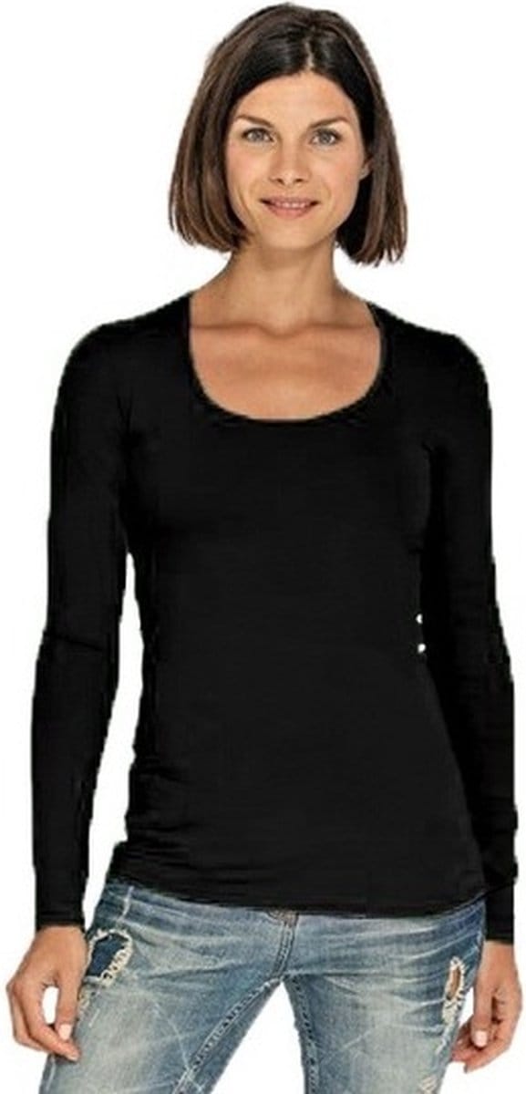 Bodyfit dames shirt met lange mouwen L navy