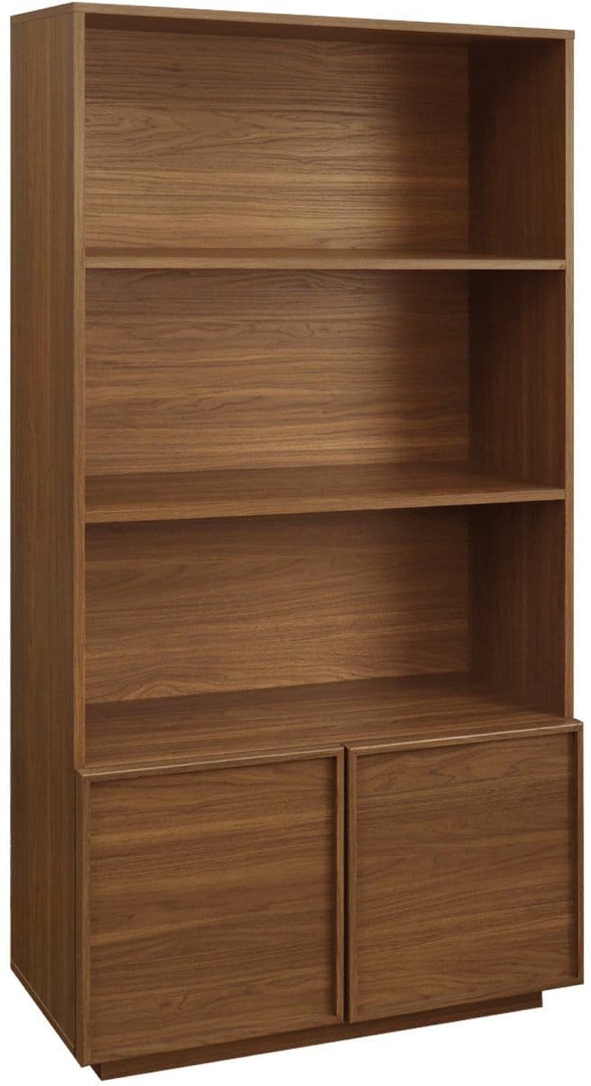 sweeek - Boekenkast houtlook met 2 deuren 5 niveaus 80cm - kuba