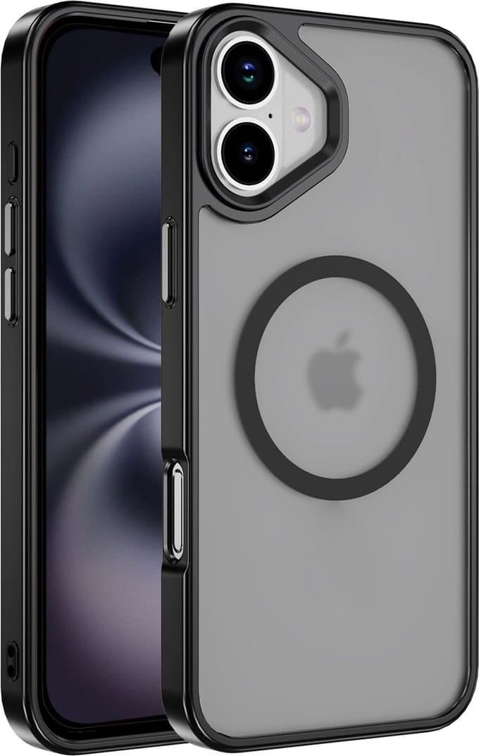 Hoesje geschikt voor Apple iPhone 16 Plus - Geschikt voor Magsafe - Shock Proof Case – Mat Zwart