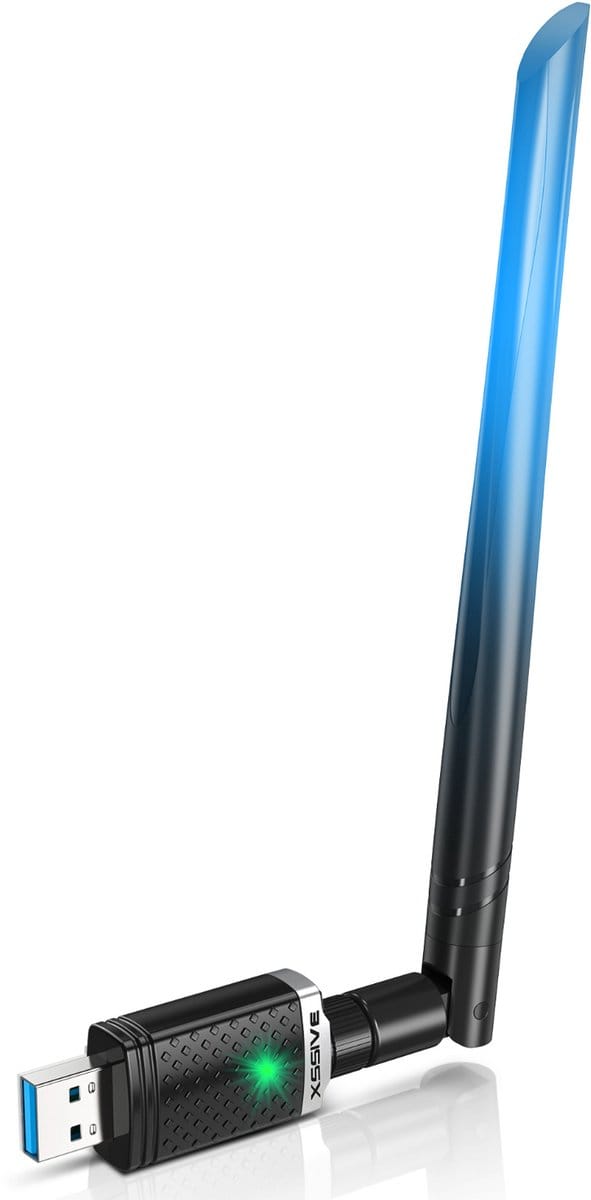 Xssive WiFi Adapter USB - 1300Mbps (AC1300) - Dual Band 2.4GHz & 5GHz - USB 3.0 - Met 5dBi Externe Antenne