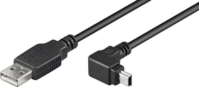 USB 2.0 kabel USB A - USB mini B 5 pins Haaks 1,8m