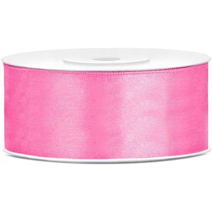 PartyDeco - Satijn lint pink 25 mm /rol 25 m