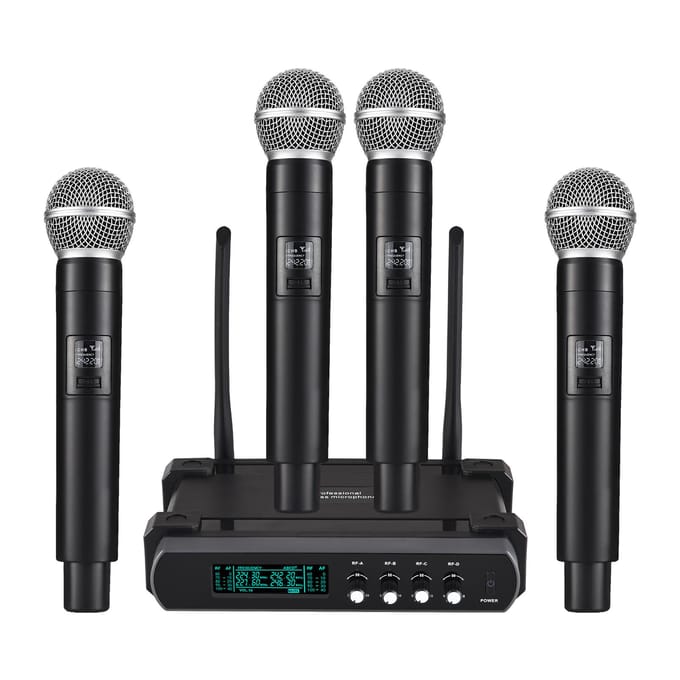 Draadloos Microfoonsysteem Ontvanger met Draadloze Handmicrofoon V-Band Ruisonderdrukking voor Thuis US Plug