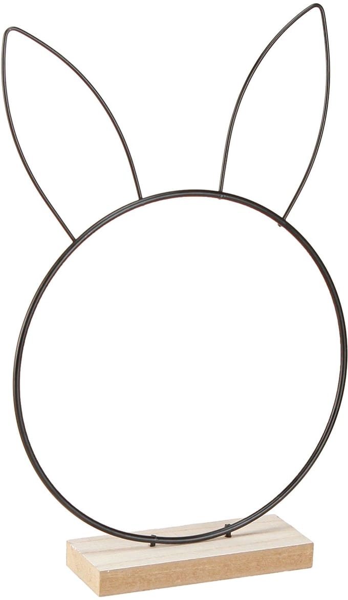 Konijn Decoratie Ring Metaal Hout Natuurlijk Zwart Ø20cm 2st, 2 Stück
