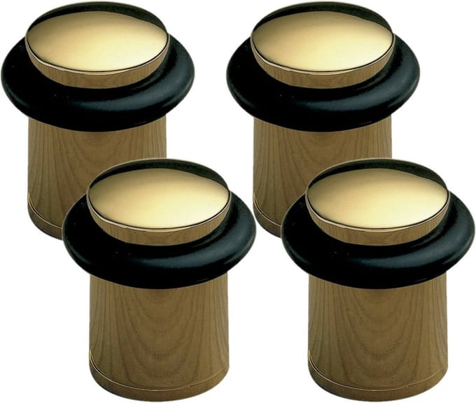 AMIG Deurstopper/deurbuffer - 4x - D28mm - inclusief schroeven - goud
